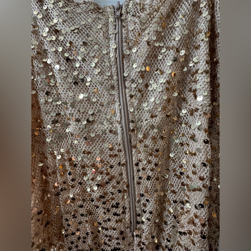 NWOT Fashion Nova Monica Sequin Maxi Dress - Gold - Picture 6 of 8